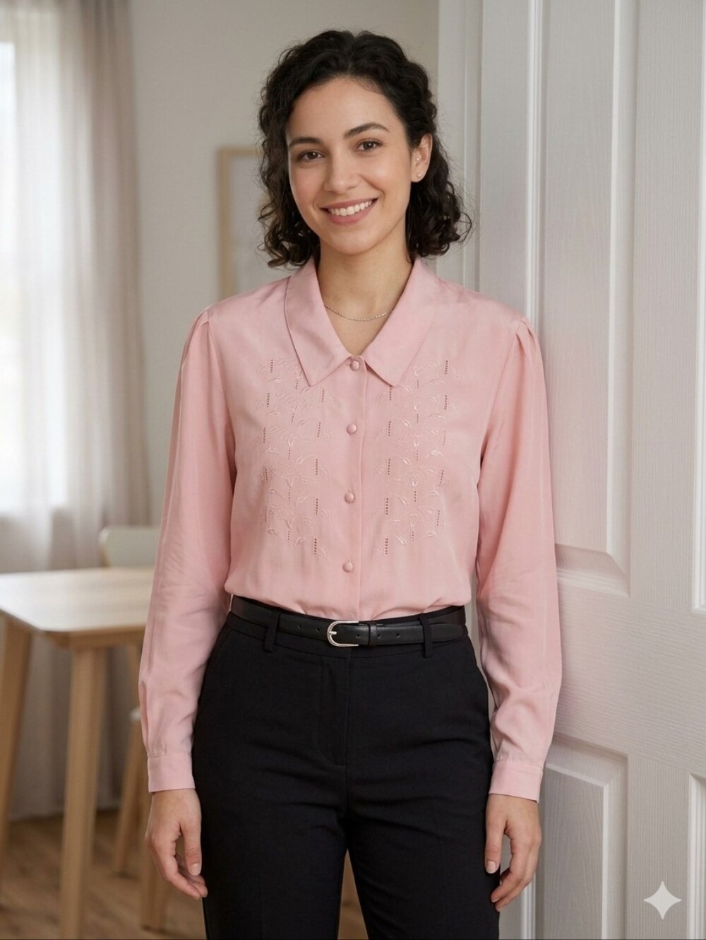 Elite Vintage Embroidert Button-Up Blouse